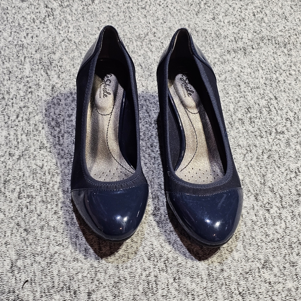 Life Stride Navy Blue Wedge Shoe sz 10W